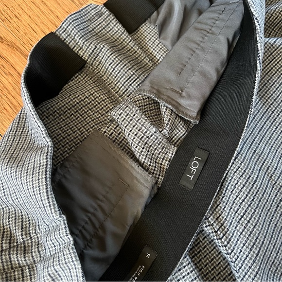 🆕 EUC LOFT High Waist Straight Leg Houndstooth grey and blue pants - Picture 8 of 14